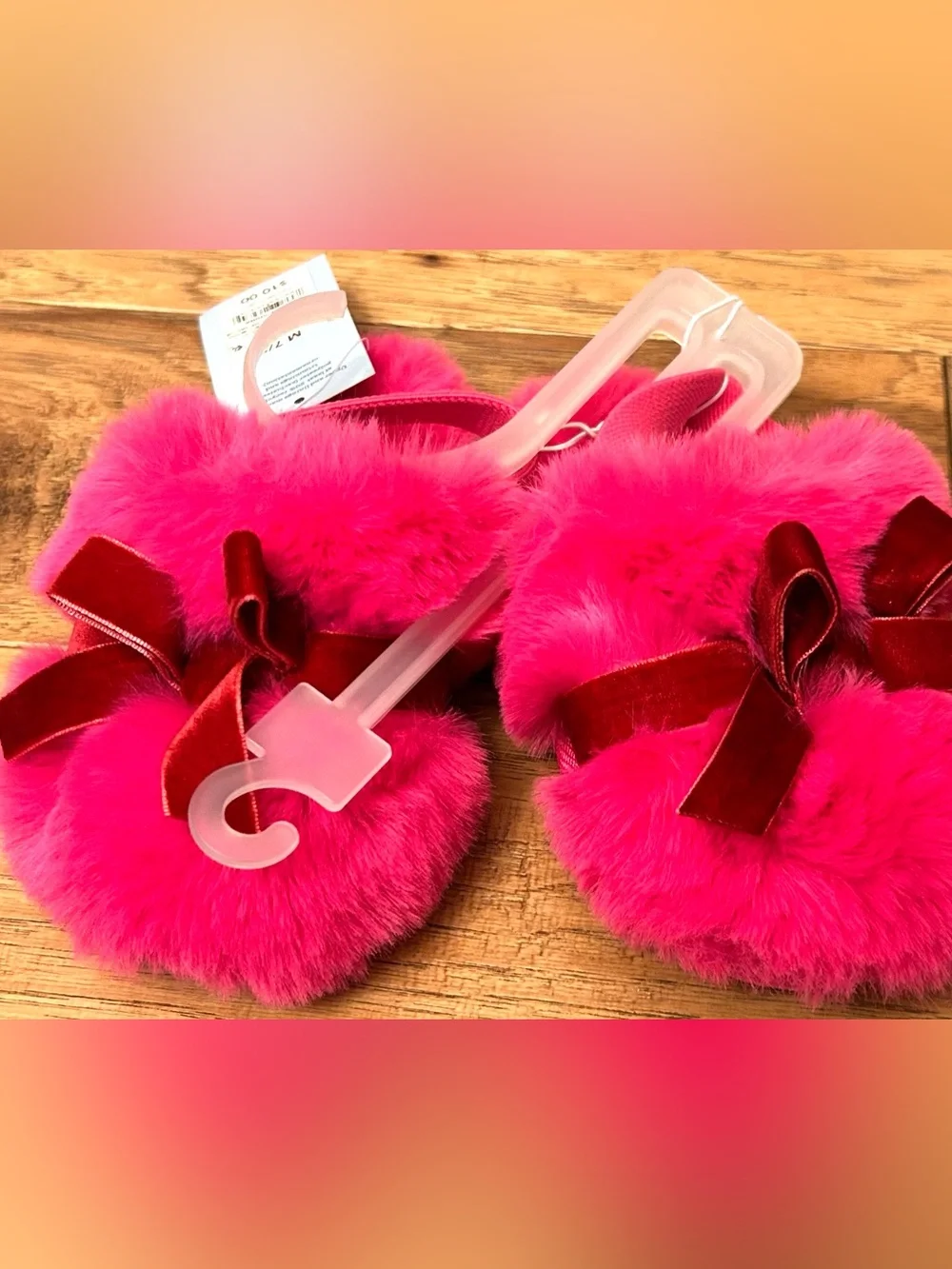 Toddler Adler Plush Scuff Slippers - Cat & Jack™ Pink Medium Size 7T-8T